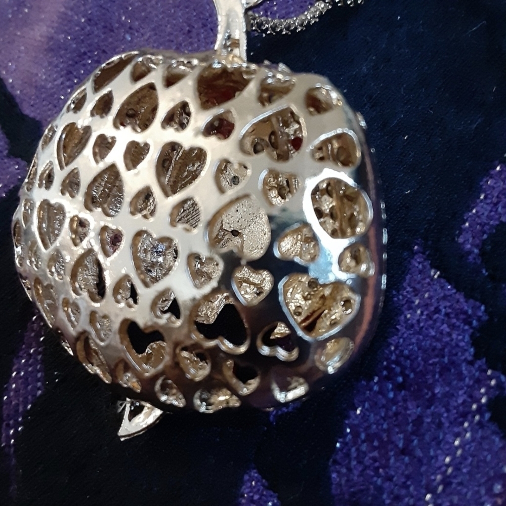 Orange Crystal Rhinestone Jack-o-Lantern Necklace Halloween New - Picture 6 of 8